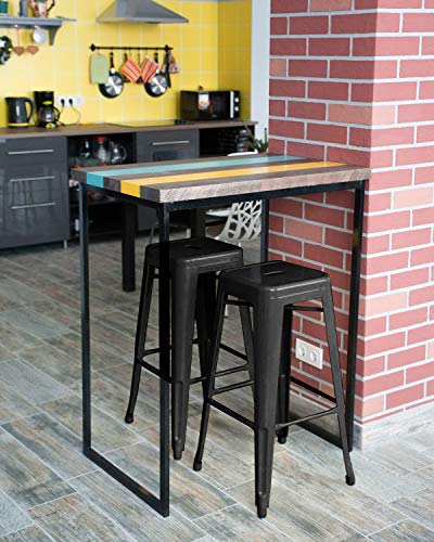 Image of FDW Metal Bar Stools Set of 4 Counter Height Bar Stools 24 Inches Industrial Bar Chairs Patio Stool Stackable Backless Stool Indoor Outdoor Metal Kitchen Stools Bar Chairs (Black, 30 inch)