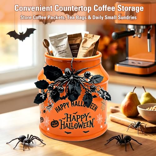 BOXJINCO Halloween Kitchen Decor, Halloween Ceramics Utensil Holder | Artificial Spiders Halloween Decor with Utensil Holder Halloween, Halloween Farmhouse Indoor Kitchen Decorations 7.6inch - image 7