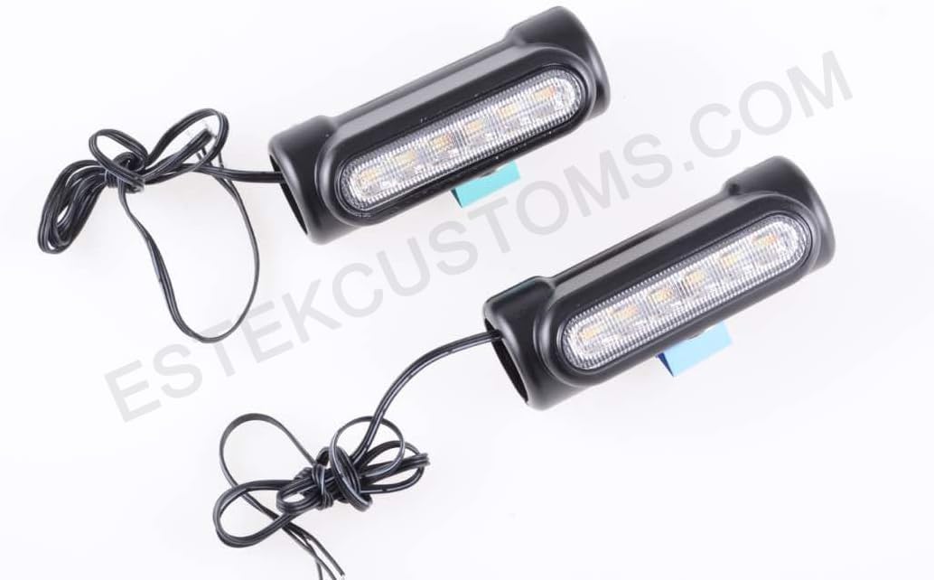 CRASH BARS - HIGHWAY BARS LED WHITE DRL LIGHTS & AMBER TURN SIGNAL HARLEY DAVIDSON, VICTORY - BLACK