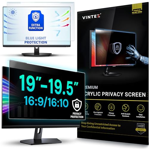 Image of Universal Acrylic 19, 19.5 Inch Computer Privacy Screen Filter for Widescreen Computer Monitors - 17.3 inch x 11.4 inch (440 x 290mm) - Monitor Frame Hanging Type