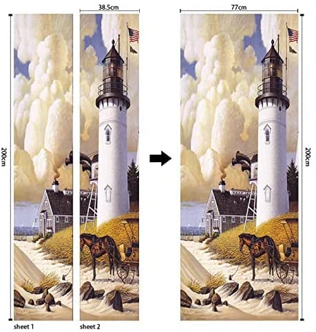 Pssr 30.4X78.8In 3D Door Decals Home Decor Door Stickers Decor Removable Wall Stickers Murals Coastal Lighthouse Building Wallpaper Pvc Waterproof Art Poster Door #TOP3