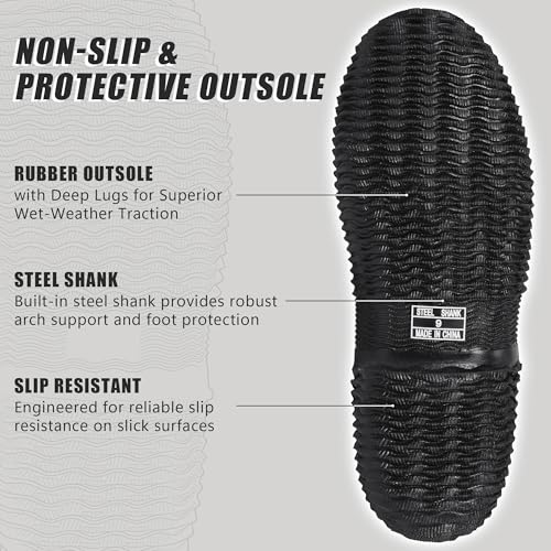 Image of Rubber Boots for Men,Waterproof Rain Boots with Steel Shank
