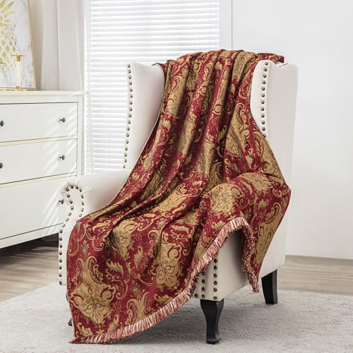 Loom and Mill Luxury Throw Blankets for Bed, Classic Damask