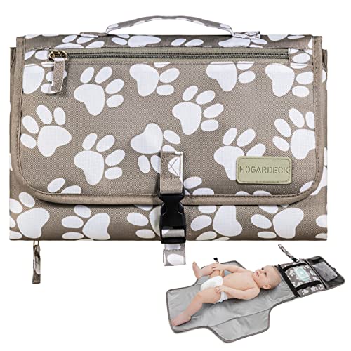 Portable Baby Diaper Changing Pad, Hogardeck Waterproof Travel Changing Table Pad For Newborn, Extended Cushioned Changing Mat With Head Pillow And Baby Stuff Pockets, Baby Shower Gifts #TOP30
