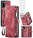 Asuwish Phone Case for Samsung Galaxy S20 Glaxay S 20 5G UW 6.2 inch Zipper Wallet Detachable Cover with Tempered Glass Screen Protector and Leather Flip Card Holder Cell Gaxaly 20S G5 Women Men Red