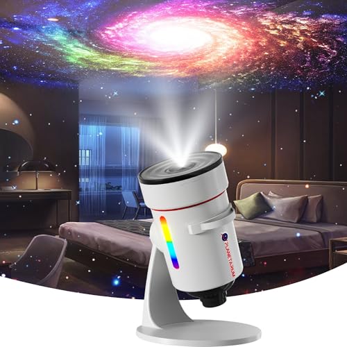 Star Projector,Galaxy Projector Upgraded Clear Lens, 10 Realistic Planetarium Projector Slides Night Lights LED 8 Color for Bedroom, 360° Rotation, 1/2h Timer Function Ultra-Wide Ceiling Projector