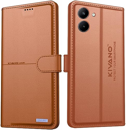 Image of Compatible with Realme C33 Flip Cover | Leather Finish | Inside Pockets & Inbuilt Stand | Shockproof Wallet Style Magnetic Closure Back Cover Case