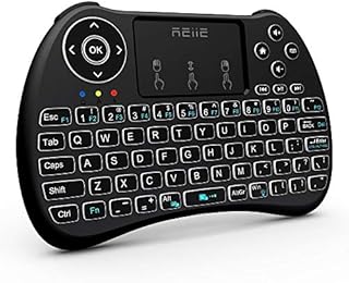 (Backlit Version)REIIE H9+ Backlit Wireless Mini Handheld Remote Keyboard with Touchpad Work for PC,Raspberry Pi 2, Pad, Smart TV, Android TV Box, Windows 7 8 10