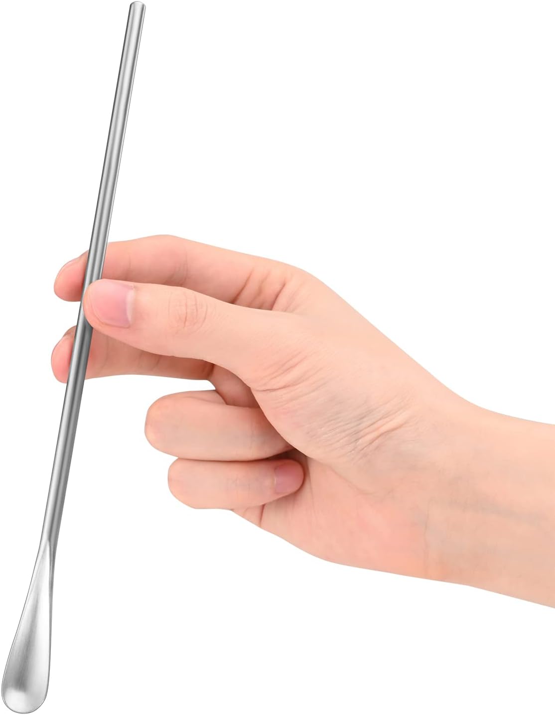 8.5Inch/21.8cm Coffee Stirrers Spoon,Silver Stainless Steel 304# Coffee Stir Sticks,Round Solid Long Handle Cocktail Beverage Iced Tea Stirring Stick,Drink Mixing Spoon,Set of 4