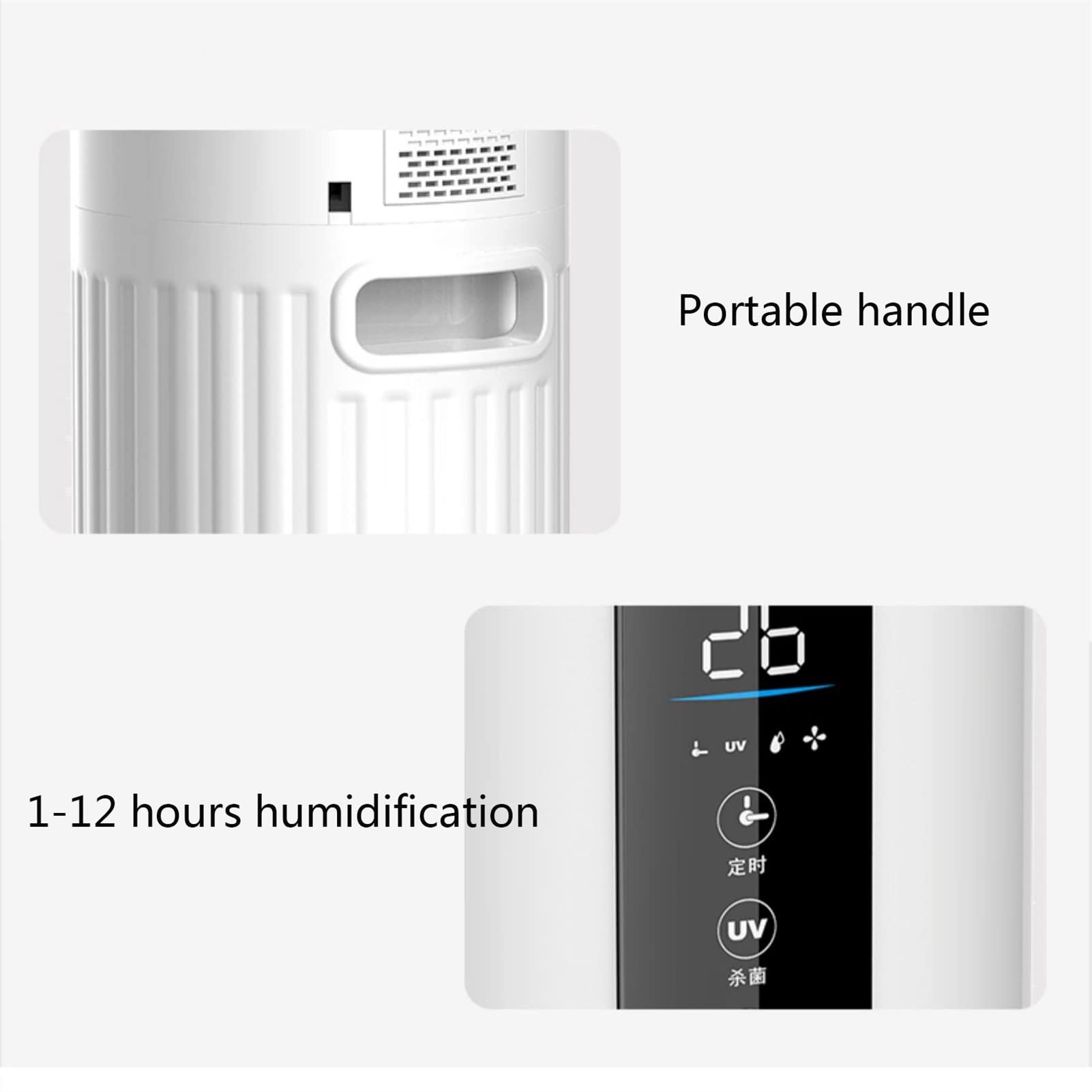 Umidificatore Ambiente Umidificatori silenziosi da 8 litri for produzione domestica Fino a 280 ml/h Umidificatore con riempimento dall'alto con umidostato a 3 velocità - Spegnimento automatico - Umidi