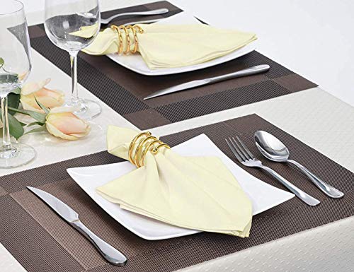 Surmente 17-Inch Polyester Cloth Napkins Linen Dinner Napkins - Set Of 12 For Weddings, Banquets, Or Restaurants (1-Dozen) (Yellow) #TOP6