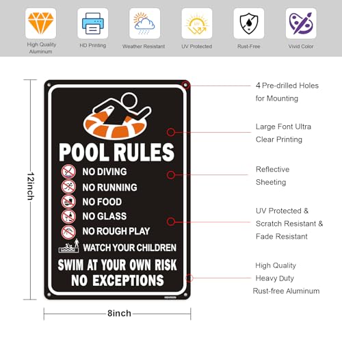 Conjunto 2 Señales de Reglas para Piscina 12x8 Pulg miniatura 2
