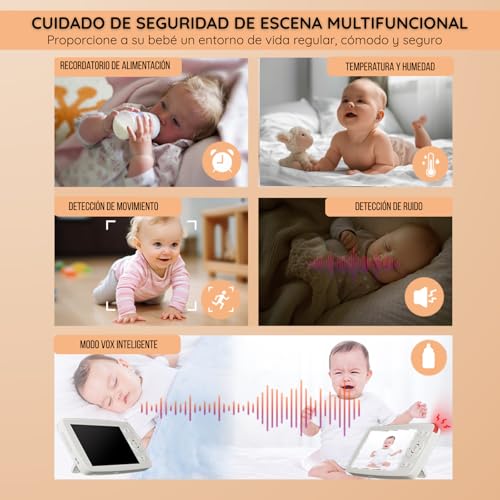 Cámara Vigilancia Bebé Full HD 1080P PTZ, Vigilabebés con Pantalla IPS de 5”, Audio 2 Vías, Detección de Llanto y Movimiento, Visión Nocturna, VOX, Modo Wi-Fi Apagado,Wi-Fi Remoto, Largo Alcance 500m - imagen 3
