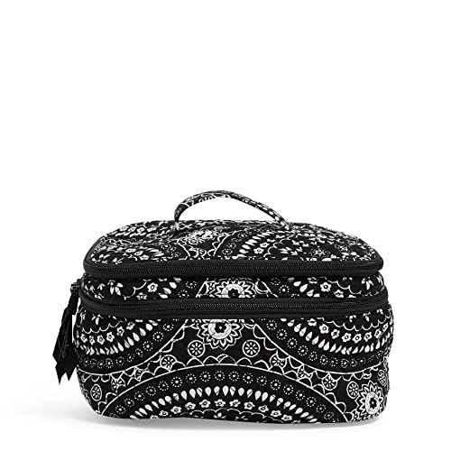 Vera Bradley Cotton Brush Up Cosmetic Makeup Organizer Case, Black Bandana Medallion