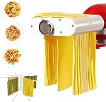 ANTREE Pasta Maker Attachment for KitchenAid Stand Mixers with Pasta Drying Rack & Cleaning Brush, 3-1 Set Includes Pasta Sheet Roller, Spaghetti Cutter, Fettuccine Cutter