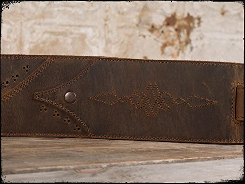 Anthology Gear Walk The Line Vintage Full Grain Leather Guitar Strap - For Electric, Acoustic, And Bass Guitars Whiskey Brown Color #TOP3