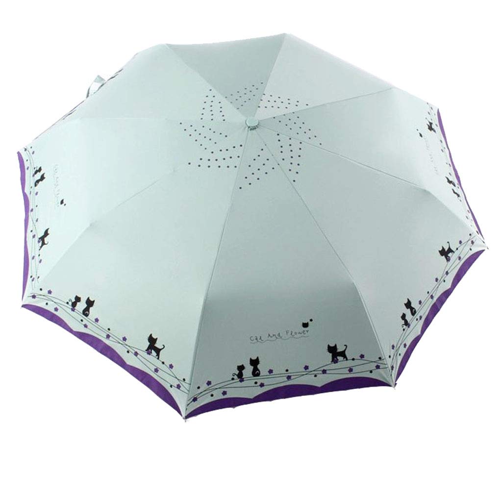 umbresen Windproof Compact Travel Folding Cute Cat Umbrella,Auto Open Close Rain&Sun Lightweight Portable Umbrellas with Cover for Kids Women Men