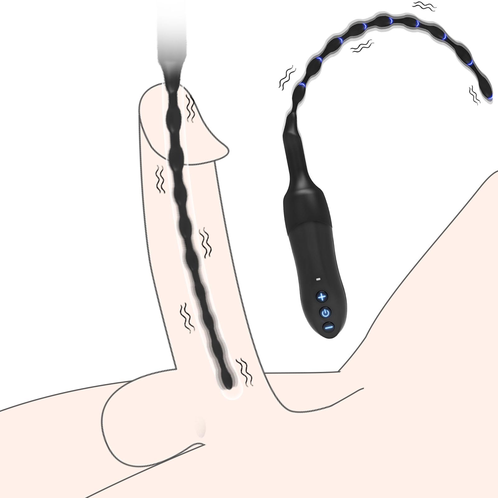 Vibrating Urethral Sounds Male Sex Toys -Male Masturbator Urethral Plug Dilator with 20 Vibration Modes,USB Magnetic Charge Urethral Vibrator Adult Sex Toys for Penis Urethral Stimulation