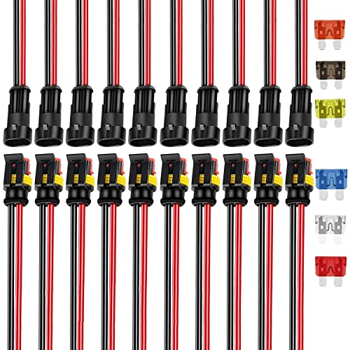VISSQH 10 Pares 2 Pin Clavija Conector de Electrico, Clavija Conector, Impermeable del Coche Conector, Conectores Sellado, Impermeable Rápido Enchufe Terminal,para Moto Coche Camión Marino Cover