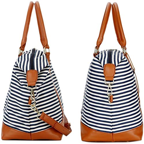 BAOSHA HB-28 Ladies Women Canvas Travel Weekender Bag Overnight Carry-on Duffel Tote Bag (Blue)