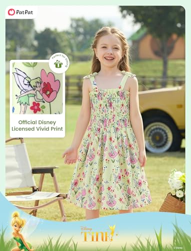 Image of Disney Princess Frozen Elsa Minnie Stitch Toddler Girl Dress Bow Tie Straps Smocked Summer Outfit Birthday Party Clothes 2-9Y