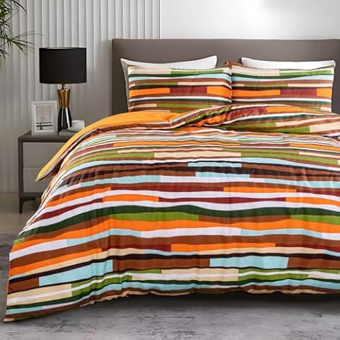 Waves Multicoloured Cotton Duvet Cover Set Cover