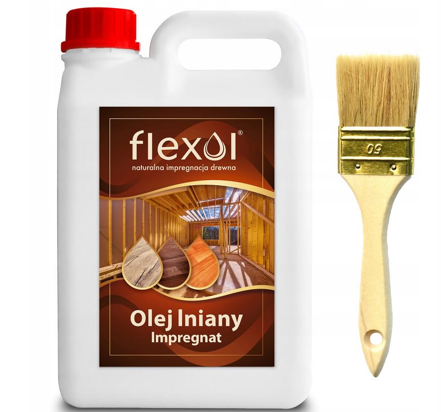 FLEXOL Aceite de linaza para madera, conservación interior y exterior, impregnación natural, 2L, incoloro,