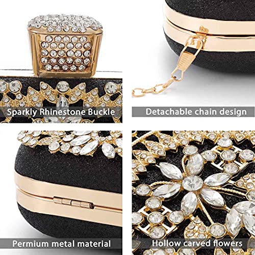 Yokawe Womens Crystal Evening Clutch Bag Bridal Wedding Purse Rhinestone Party Prom Handbag (Black) #TOP3