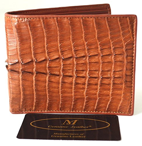 Men's Bifold Crocodile Tail Skin Leather Tan Wallet3