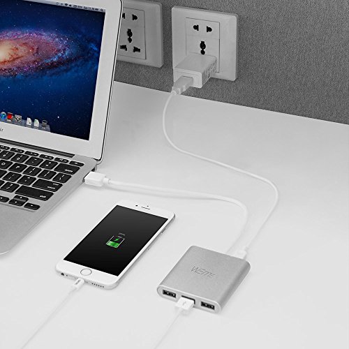 WEme Aluminum 4 Port USB 3.0 Hub With Smart Charging Port for Phone and USB OTG Converter and 5V2A Power Adapter for Samsung, LG, HTC, Motorola, Smartphone Tablet, PC, USB Wall Charger Included - Thumbnail 7