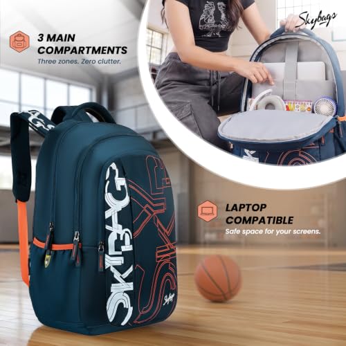 Image of Skybags Brat Pro Max 15.6 Inch Compatible Unisex 35L Laptop Backpack | Premium Durable Fabric| 3 Compartments | Padded Backpanel | Office & Casual Travel Backpack for Men & Women