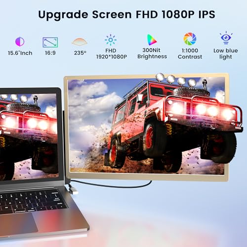 Image of Upgraded 15.6 inch Laptop Screen Extender,FHD 1080P IPS Triple Laptop Screen Extender,2 Detachable Screens Design Monitor Extender for 13 inch-17.3 inch Laptops (Mac, Wins, Android, Dex)