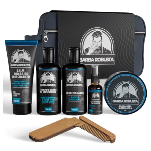 Barba Robusta Kit De Shampoo Condicionador Balm Óleo Cera Pente Necessaire Produtos para Cuidados e Ativos que Aceleram o Crescimento da Barba