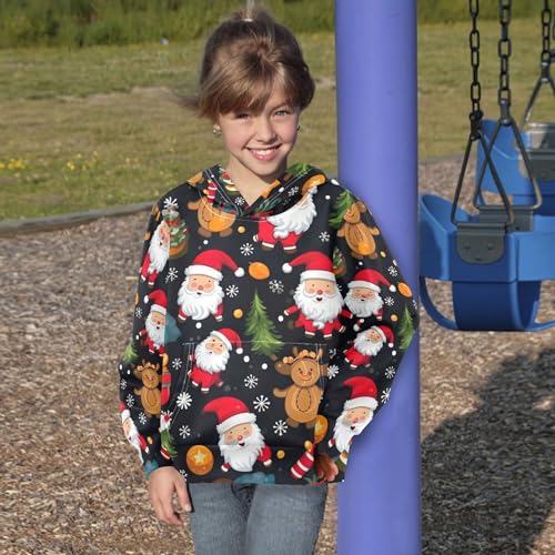 Kids Hoodies Sweaters Christmas Xmas Santa Claus Hooded Sweatshirts with Big Pockets for Boys Girls B04003574