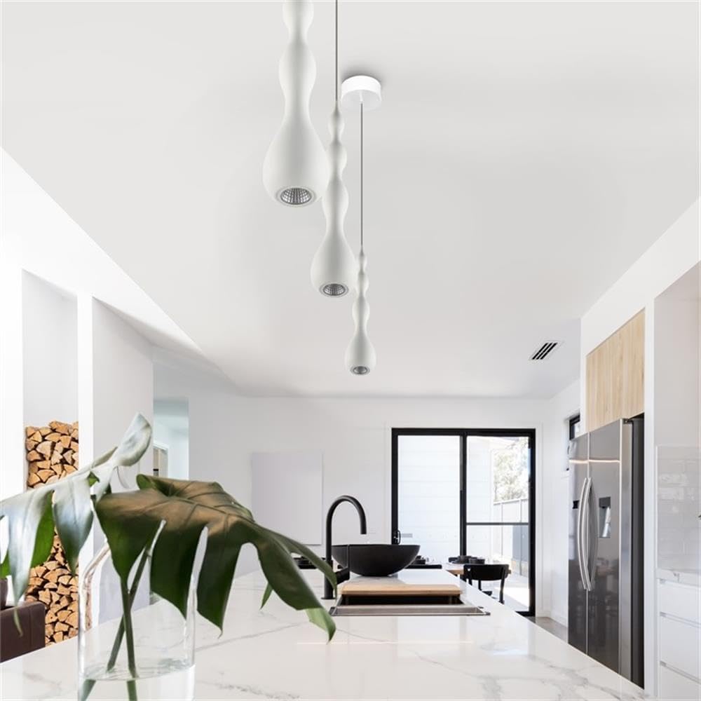 Pemberly Row 5" Lumen Integrated LED Pendant Light, ETL Certified Aluminum Fixture, White Finish, 3000K Dimmable Modern Design, Adjustable Height, Sloped Ceiling Compatible, Energy-Efficient Lighting