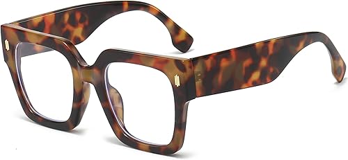 Miniatura 1 de ZIMUSUN Gafas de montura cuadrada de gran tamaño para mujeres y hombres, lentes de moda con marco grande azul claro sin receta