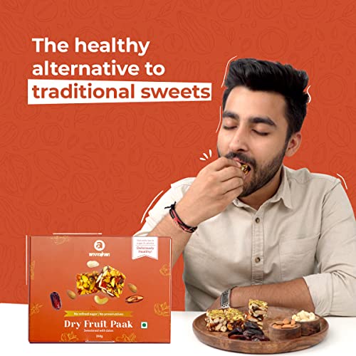 Image of Anveshan Dry Fruit Paak Holi Hmaper - 2 * 350 gm, Pack of 2 | Super Healthy Holi Hamper for Gifting | Sugar Free | 100% Natural | Made Using Dates, Nuts, A2 Desi Cow Ghee