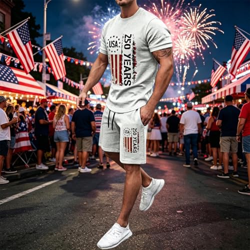 Ensemble short et t-shirt homme USA pour le 4 Juillet