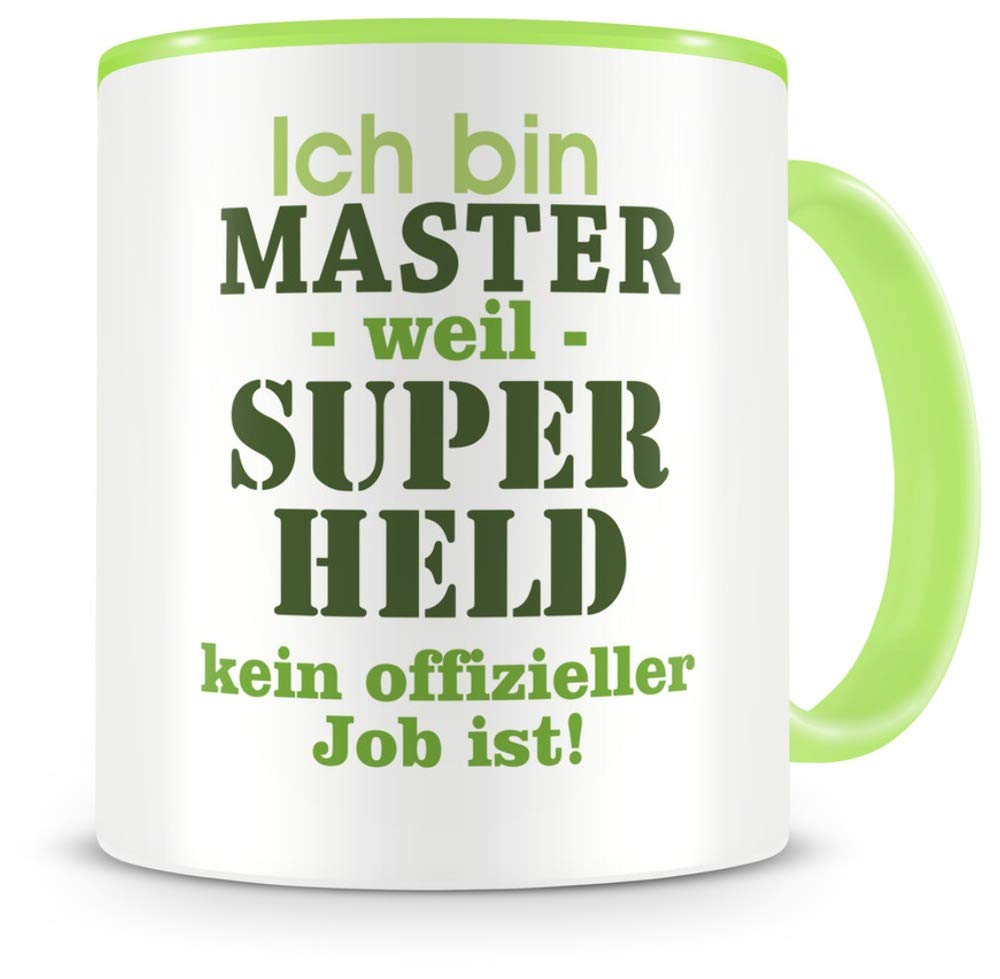 Samunshi® Master Tasse mit Spruch Geschenk für Master Mann Frau Kaffeetasse groß Lustige Tassen zum Geburtstag grün 300ml
