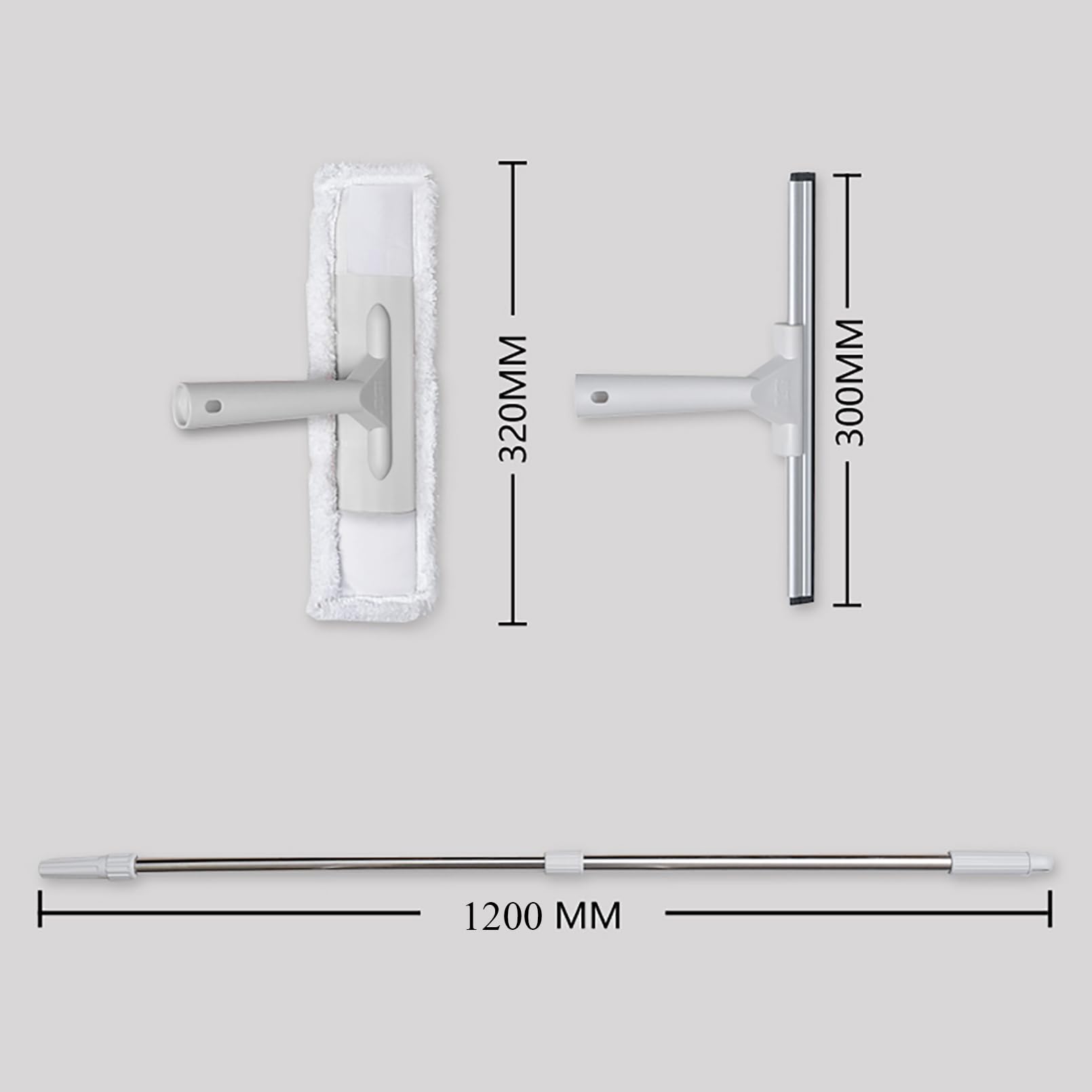 Duschabzieher Edelstahl Set, Duschwischer Doppelter Reinigungskraft Streifenfreies Abziehen für Badezimmer Glas Dusche Wasser Boden Fenster 1.2 m