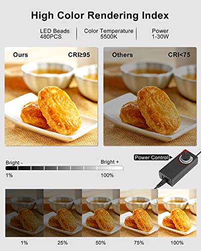 PULUZ Portable Photo Studio Light Box, 16x16 inch Professional Dimmable Shooting Tent Kit Soft Box with 480pcs LEDs Lights 4 Backdrops for Jewelry and Small Product Photography Props Upgrade 16 inch