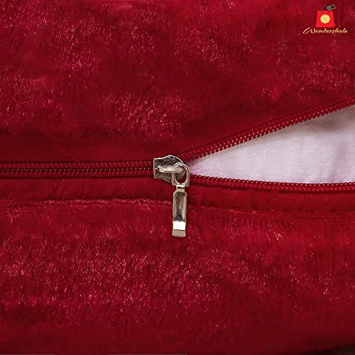 Image of Red Faux Fur Throw Pillow Cover Fluffy Soft Decorative Square Pillow Covers Pillow Case Fur Cushion Covers for Livingroom Bedroom Sofa 18 x 18 Inch 45 x 45 cm