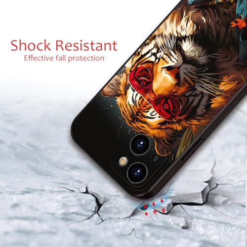 Printed with Tiger for iPhone 13 case, Fashionable Unique Tiger Eyewear Design Silicone Soft Shockproof case,showcasing Personal Charm (A1- Tigers-Animal)
