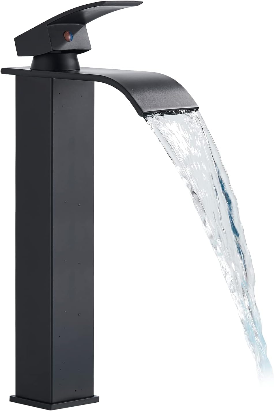 Robinet de lavabo cascade, noir, cascade, haut, moderne, mitigeur monocommande en laiton, économie d'énergie, économie d'eau