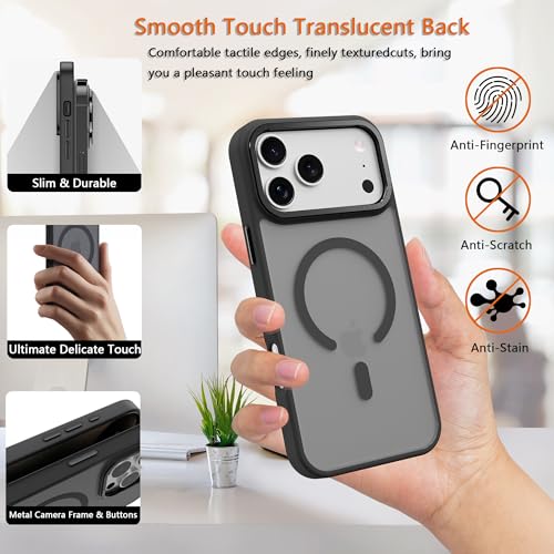 Image of Magnetic for iPhone 17 Pro Max Phone Case, [Compatible with MagSafe], Screen Protectors X1, [Military Grade Drop Protection],Matte Finish,Shockproof,Protective (Black Magnetic, 17 Pro max)