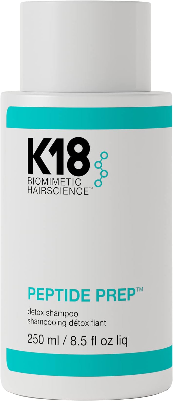 K18 Peptide Prep™ Detox Shampoo - Color Safe Clarifying Shampoo for Build Up Removal - Gently Removes Dirt, Oil + Metals from Hard Water with Activated Charcoal + Salicylic Acid (8.5 Fl oz)