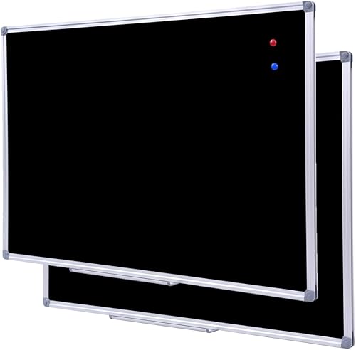 Miniatura 8 de Pizarra grande negra de 36 x 48 pulgadas para la pared de la escuela, pizarra magnética negra con marco de aluminio y bandeja para marcadores