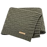 LAWKUL Baby Blankets Cable Babe Blanket Checkered Soft Cuddle Newborn Infants Receiving Swaddle Boys Girls Dark Green 40"x30"