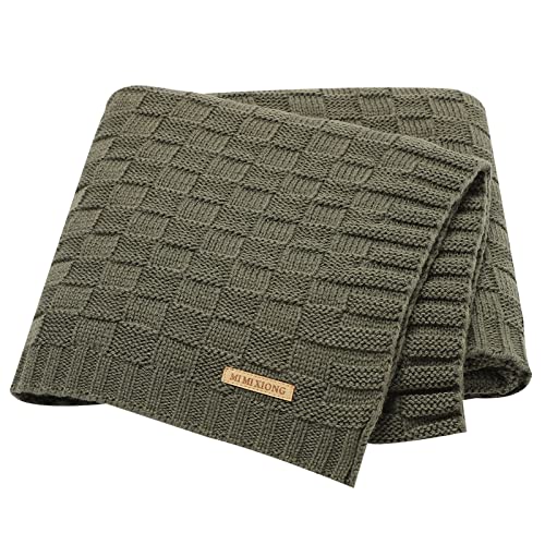 Image of LAWKUL Baby Blankets Cable Babe Blanket Checkered Soft Cuddle Newborn Infants Receiving Swaddle Boys Girls Dark Green 40"x30"