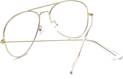 Miniatura 5 de Gafas de aviador clásicas para mujeres y hombres, lentes transparentes con marco de metal